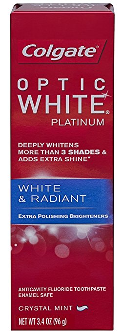 Colgate Optic White Platinum Toothpaste, White and Radiant, 3.4 Ounce (Pack of 6)