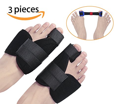 Bunion Corrector Splint Brace Pads and Bunion Relief Big Toe Straightener Separator Protector for Hallux Valgus Bunion Pain Relief (Black)