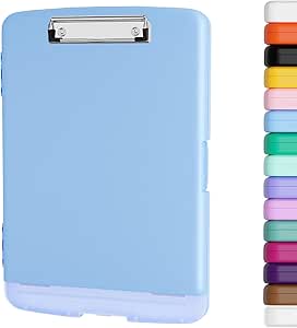 Piasoenc Clipboard with Storage, 8.5x11" Storage Clipboards with Pen Holder and A4 Legal Paper Folder, Heavy Duty Plastic, Folio & Side-Opening, Low Profile Clip, for Nurses, Teachers, Lawers, Blue