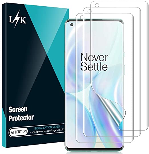 [3 Pack] L K Screen Protector for OnePlus 8 Pro [Installation Kit Included], No-Bubble High Clear Flexible TPU Film