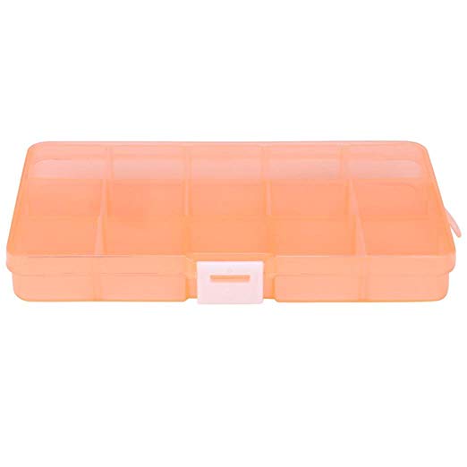 Storage Box,Plastic 15 Slots Adjustable Jewelry Storage Box Case Craft Organizer Bead By Dacawin (Orange)