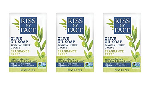 Kiss My Face Naked Pure Olive Oil Moisturizing Bar Soap, 8 Ounce, 3 Count