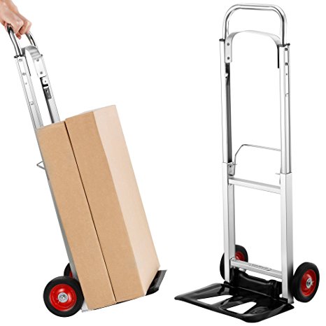 VonHaus Folding Hand Truck / Sack Trolley with 90kg Loading Capacity, Telescopic Handle, Aluminium Frame