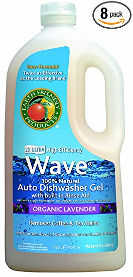 Earth Friendly Products Wave Auto Dish Gel High Performance, Lavender, 40 Ounces (Pack of 8)