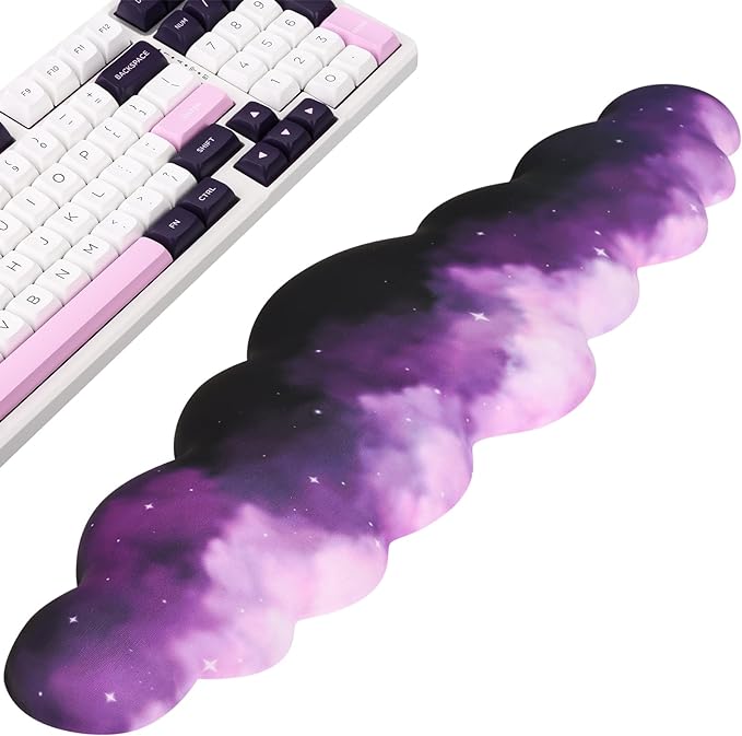 Keyboard Cloud Wrist Rest for Computer, Keyboard High Density Memory Foam Wrist Pad with Non-Slip Base Keyboard Pad for Typing Pain Relief Keyboard Hand Rest for Laptop/Computer(Star Purple)