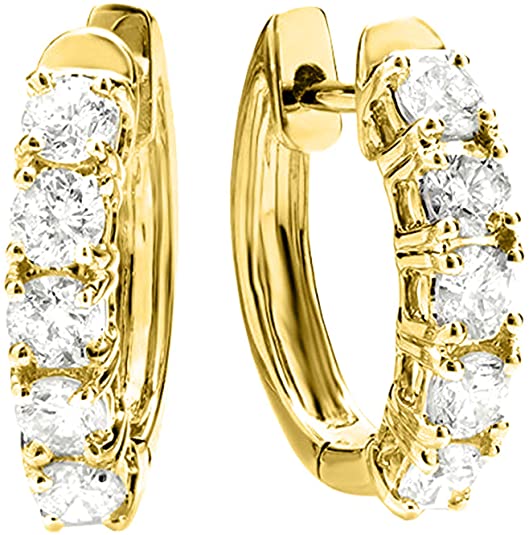 1-5 Carat Huggies Hoop Diamond Earrings 14K Gold Value Collection