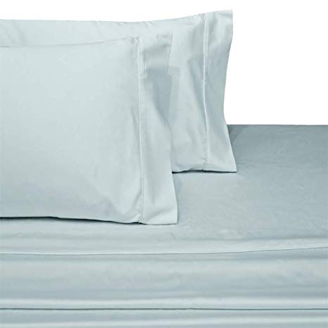 Exquisitely Lavish Sateen Solid Weave Bedding by Pure Linens, 600 Thread Count 100-Percent Plush Cotton, 4 Piece Queen Size Deep Pocket Hemmed Sheet Set, Sea