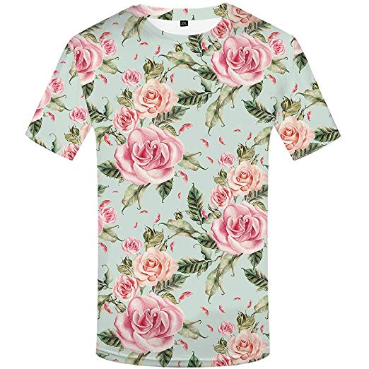 KYKU Flower T Shirt for Men 3D T Shirt Casual Stylish Mens Clothing Short Sleeve