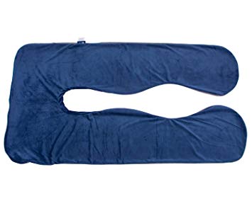 Aminiture Pregnancy Body Pillow Cover Oversize Plush U Shaped Pillowcase (Navy Blue)