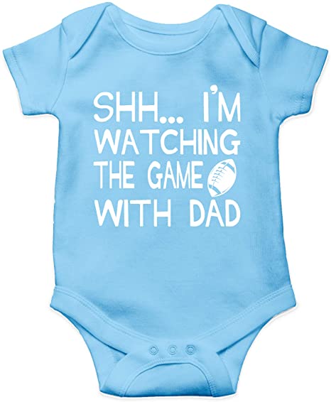 Shh. I'm Watching The Game with Dad Funny Cute One-Piece Infant Baby Bodysuit