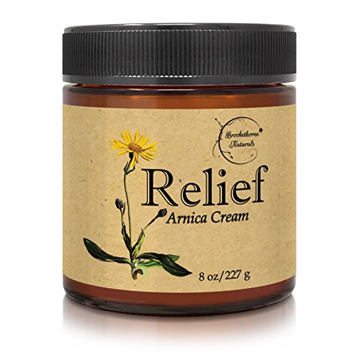 Relief Arnica Cream – Enriched with Lemongrass, Eucalyptus & Rosemary Essential Oils – All Natural Massage Lotion for Sore Muscles & Stiffness. Perfect for Massage Therapy by Brookethorne Naturals