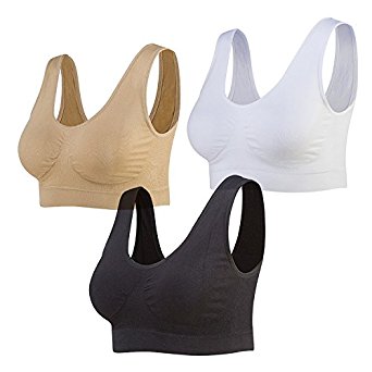 Lemef 3-Pack Seamless Sports Bra Wirefree Yoga Bra with Removable Pads for Women