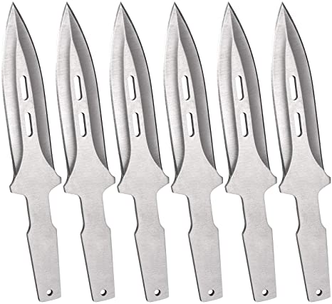 Throwing Knives Set with 6 Knives 7.5 Inches Hunting Knives Silver Double-Edged Blades and Stainless Steel Handles Outdoor Survival Throwing Knives with Nylon Sheath for Recreation and Competition