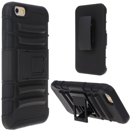6S Case, iPhone 6s Defender case, SGM (TM) Hybrid Dual Layer Combo Armor Holster Protective Case With Kickstand   Belt Clip Holster For iPhone 6 / 6S (4.7) (Black   Black)