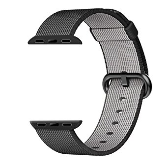 Hailan Apple Watch Band Series 1 Series 2,Fine Woven Nylon Wrist Strap Replacement with Classic Buckle for iwatch,42mm,Black