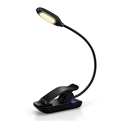 Book Light, YTE Rechargeable Reading Light with 6 Warm LED Light, 3-Level Brightness and Eye Care, Reading Lamp up to 60 Hours, Clip on Books & Kindle, Perfect for Kids Gift, FCC CE RoHs Listed