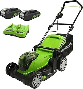 Greenworks G24X2LM41K2X Tondeuse à Gazon Sans Fil pour Pelouses Jusqu'à 220m², Largeur de Coupe 41 cm, Sac de 50L, INCLUS Deux Batteries de 24V (Équivalent 48V) 2Ah et Chargeur Double