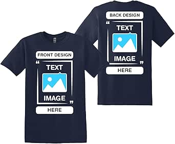 Gildan Custom T-Shirts - Personalized Unisex Crewneck Tee Shirt - Customize Your Image, Text & Photo - Men Women Adult