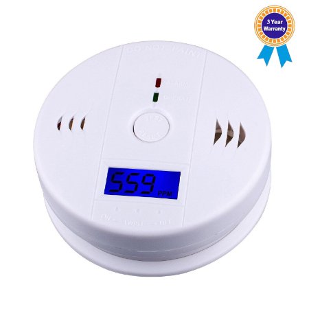 Dinly LCD Co Carbon Monoxide Detector Loud Alarm Permanent Carbon Monoxide Sensor 801