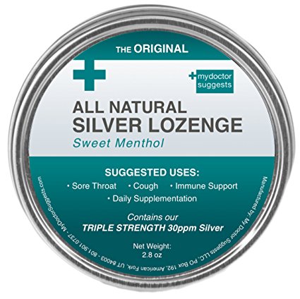 Original All Natural Silver Throat Lozenges - Sweet Menthol: The Perfect Cough Drop for Cough, Throat & Mouth Health - Contains 30ppm Silver Solution in Each Drop - Silver Lozenge