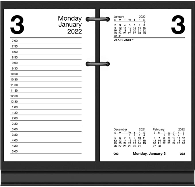 2022 Daily Desk Calendar Refill by AT-A-GLANCE, 3-1/2" x 6", Loose-Leaf, Recycled (E717R50)