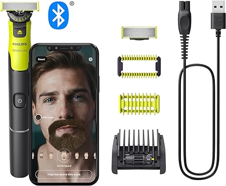 Philips OneBlade 360 with Connectivity Face   Body, Electric Beard Trimmer, Shaver and Body Groomer with 360 Blade tech, 1x360 Blade for face, 5in1 Adjustable Comb,1x Body Kit, (Model QP4631/30)