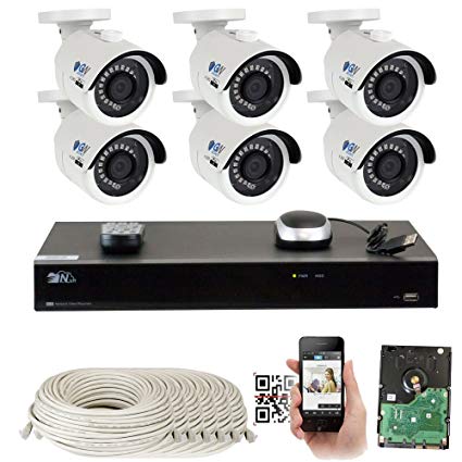 GW 8 Channel H.265 PoE NVR Ultra-HD 4K (3840x2160) Security Camera System with 6 x 4K (8MP) 2160p IP Camera, 100ft Night Vision, Outdoor Indoor Surveillance Camera