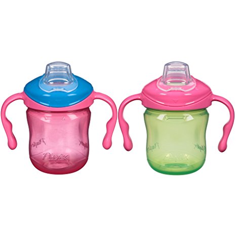 Playtex Sipsters Stage 1 Spill-Proof, Leak-Proof, Break-Proof Soft Spout Sippy Cups for Girls - 6 Ounce - 2 Count