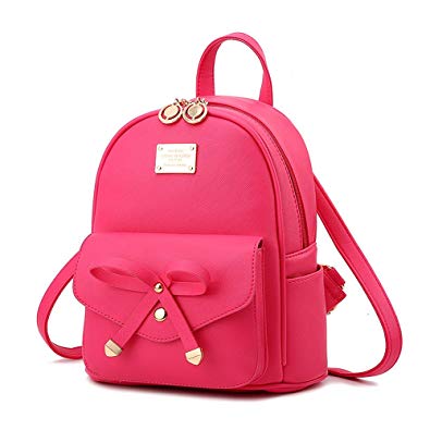 Girls Leather Mini Backpack Purse Cute Bowknot Fashion Small Backpacks Purses for Teen Women