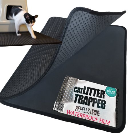 **JUMBO SIZE** Size Cat Litter Trapper - EZ Clean (Dark Gray and Brown Color) - 32 inches by 30 inches SUPER BIG. Water Proof Layer and Puppy Pad Option. ...