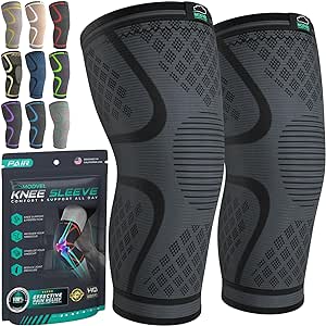 Modvel Compression Knee Brace for Women & Men - 2 Pack Knee Brace for Women Running Knee Pain, Knee Support Compression Sleeve, Workout Sports Knee Braces for Meniscus Tear ACL & Arthritis Pain Relief