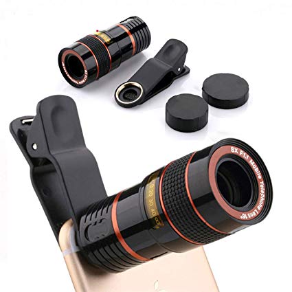 Phone Camera Lens, EAGWELL 8X Optical Zoom Lens Telescope Cell Phone Lens Kit Compatible with iPhone X XS Max XR/8/7/6/6s Samsung Android