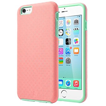 ULAK iPhone 6s Plus Case (5.5 inch),Phone 6 Plus Case, [SLICK ARMOR] Hybrid Hard Cover Case (Baby Pink/Mint)