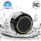Bluetooth Shower Speaker  - Best Waterproof Speakers Fully submersible and Portable Design  Lifetime Guarantee  Play Wireless Music with Crisp Audio and Deep Bass - Compatible with all Cell Phone and Bluetooth Devices with Built-in Mic for Speakerphone