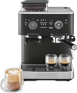 KitchenAid, KES6551 Semi Automatic Espresso Machine w/Burr Grinder, 2.5L, Cast Iron Black