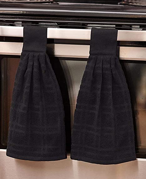 LCI Sets of 2 Hanging Kitchen Towels (Black)