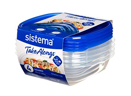 Sistema Food Storage Containers, Transparent/Blue, 669 ml