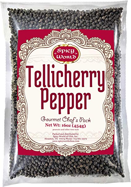 Spicy World Whole Black Peppercorns Tellicherry 16 Oz - Steam Sterilized -Non-GMO Black Pepper - Grinder Refill