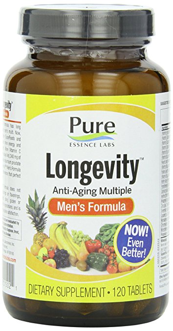 Pure Essence Labs Longevity Men's Formula - Anti Aging Multiple - 120 Tablets