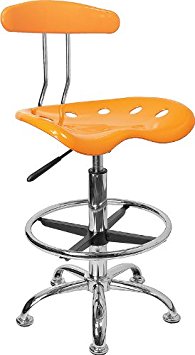 Flash Furniture LF-215-YELLOW-GG Vibrant Orange/Yellow and Chrome Drafting Stool with Tractor Seat