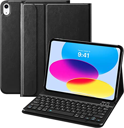 MoKo Keyboard Case for iPad 10th Generation Case with Keyboard, Multi-Angle Magnetic Stand Cover for iPad 10.9 Inch 2022, Detachable Wireless Bluetooth Keyboard for iPad 10th Gen. 2022, Black