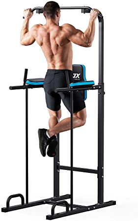 JX FITNESS Power Tower Adjustable Dip Station Pull up Bar Push Up Workout Abdominal Exercise Home Gym Tower Body Building