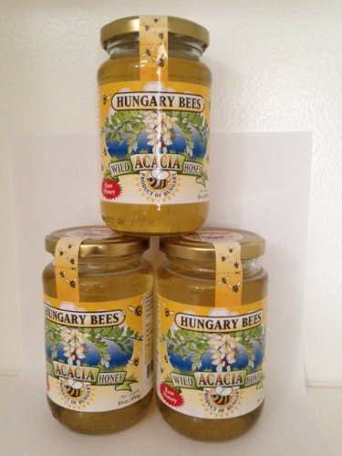 Hungary Bees 100% Pure Raw Organic Wild Acacia Honey 16oz- 3 Pack