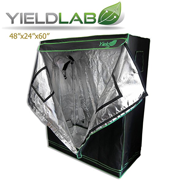 Yield Lab 48" x 24" x 60" Grow Tent with Viewing Window – For Indoor, LED, T5, CFL, HPS, CMH – Hydroponic, Aeroponic, Horticulture Growing Equipment