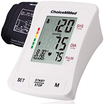 CHOICEMMED White Blood Pressure Monitor - Medium BP Cuff Meter with Display - Medium Blood Pressure Machine 11.8”-16.5” - Blood Pressure Tester with Carrying Bag - Blood Pressure Gauge - No Adapter