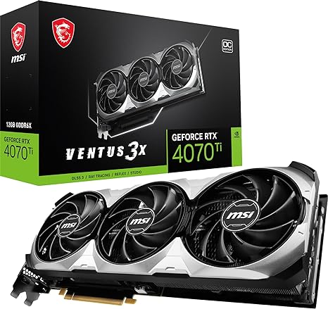 MSI GeForce RTX 4070 Ti Ventus 3X 12G OC Gaming Graphics Card - 12GB GDDR6X, 2655 MHz, PCI Express Gen 4, 192-bit, 3X DP v 1.4a, HDMI 2.1a (Supports 4K & 8K HDR)