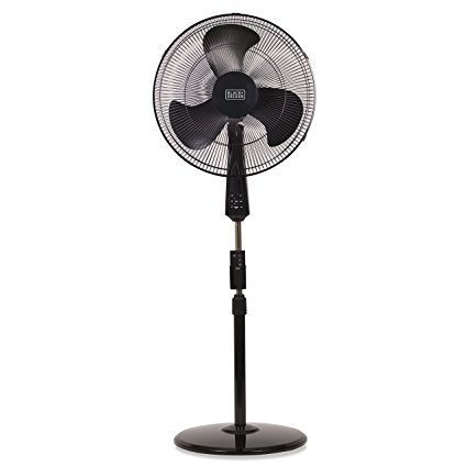 BLACK DECKER BFSR18B 18 in. Stand Fan with Remote Control, Black