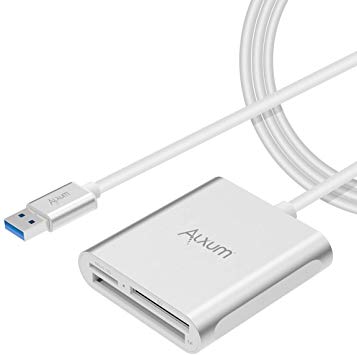Alxum Aluminum 120CM Long Cable USB 3.0 Multi-in-1 Memory Card Reader for CF/SD/TF Micro SD/MMC/SDHC/SDXC for MacBook Pro Air, iMac, Mac Mini, Microsoft Surface Pro, Android