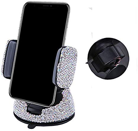 Bestbling Luxury Rhinestone Bling Universal Car Stand Phone Holder Air Vent Car Mount Stand Holder Compatible with iPhone X 8 Plus 7 Plus SE 6s 6 Plus 6 5s 5 4s 4 (Silver)