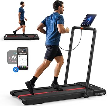 MERACH Treadmill, Walking Pad for Home, 2 in 1 Folding Under Desk Treadmill, 2.5HP Smart Walking Treadmill with APP, 265 LB Weight Capacity, Large Running Belt, LED Display and Remote Control